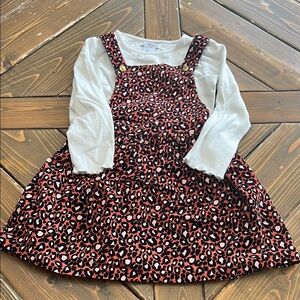 Leopard Print Pinafore Dress with White Top